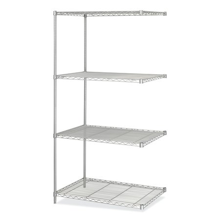 SAFCO Industrial Add-On Unit, Four-Shelf, 36w x 24d x 72h, Steel, Metallic Gray 5289GR